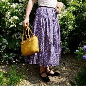 Laura Ashley Purple Floral Tiered Maxi Skirt